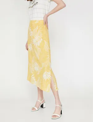 11950 Yellow Floral Midi Skirt