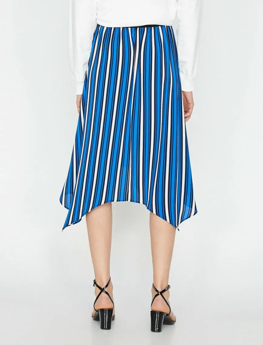 11987 Blue Striped Midi Skirt