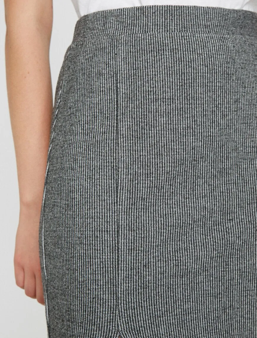 12073 Grey Slit Detailed Midi Skirt