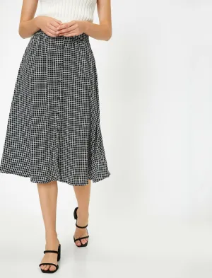 12264 Black Check Midi Skirt