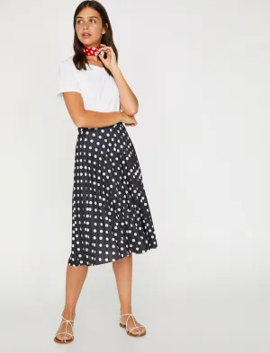 12290 Black Patterned Midi Skirt