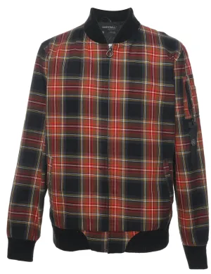 1990s Tartan Bomber Jacket - M