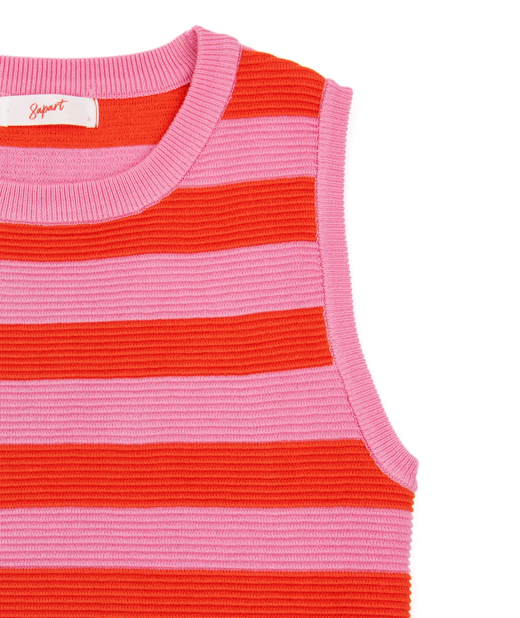 8apart Women Sunny Pink/Orange Striped Knit Tank