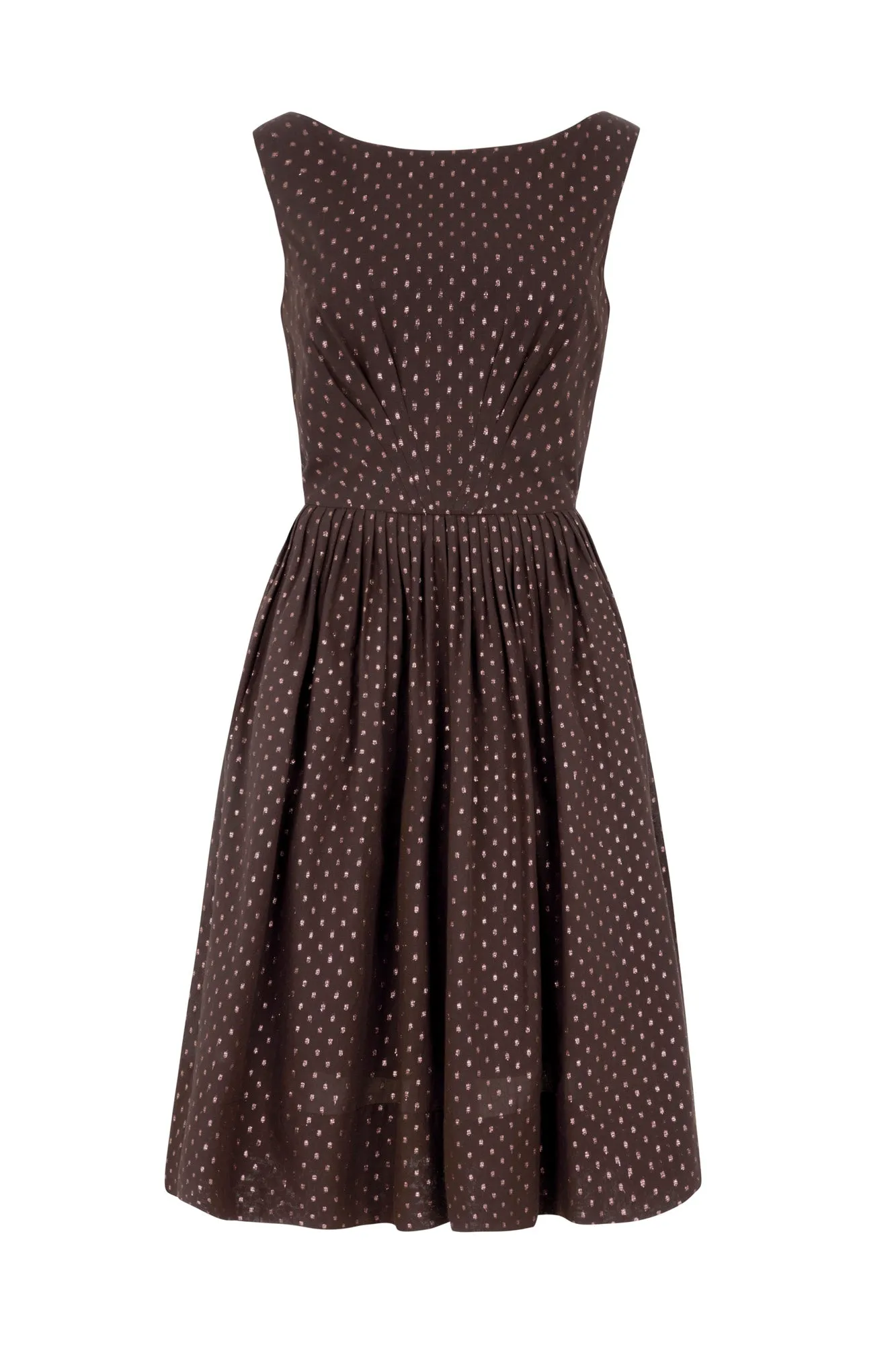 Abigail Chocolate Lurex Spot Dress Long