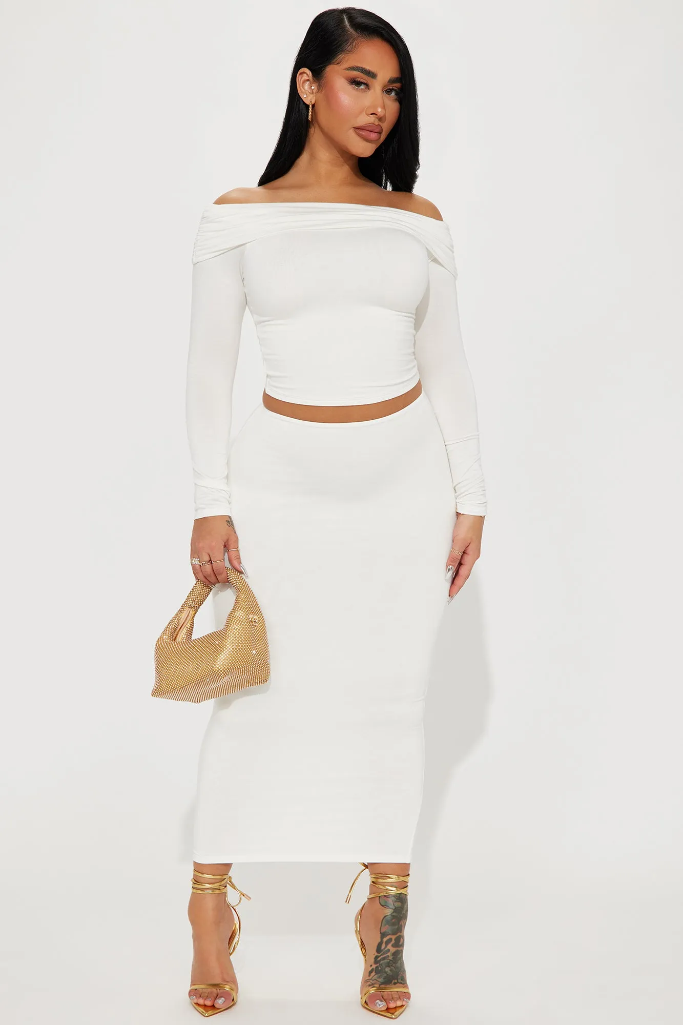 Alexa Double Lined Skirt Set - Off White