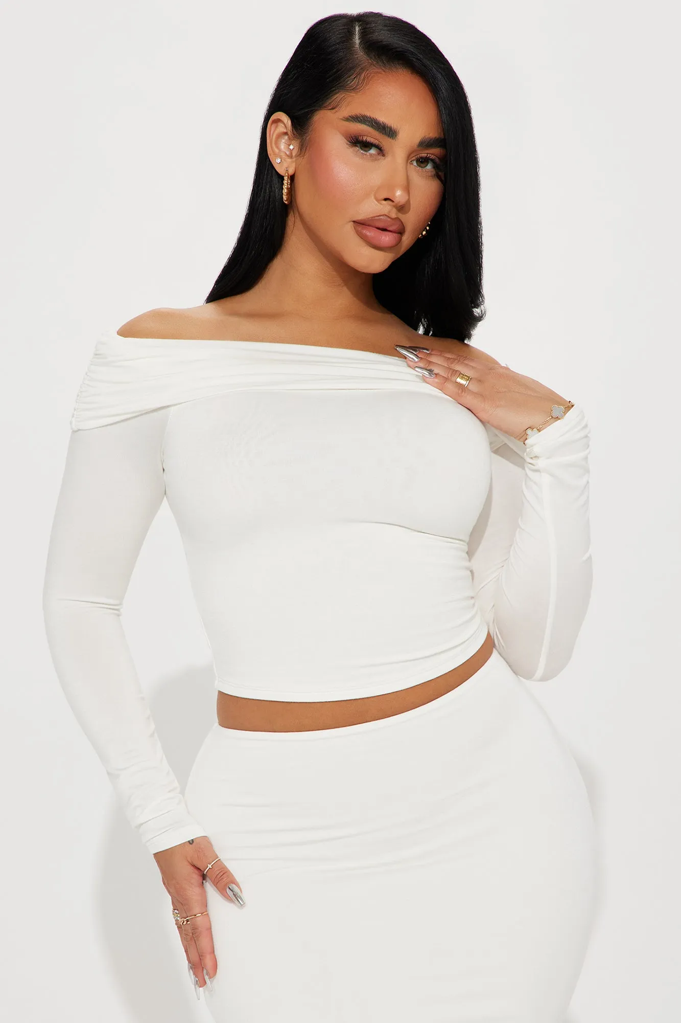 Alexa Double Lined Skirt Set - Off White