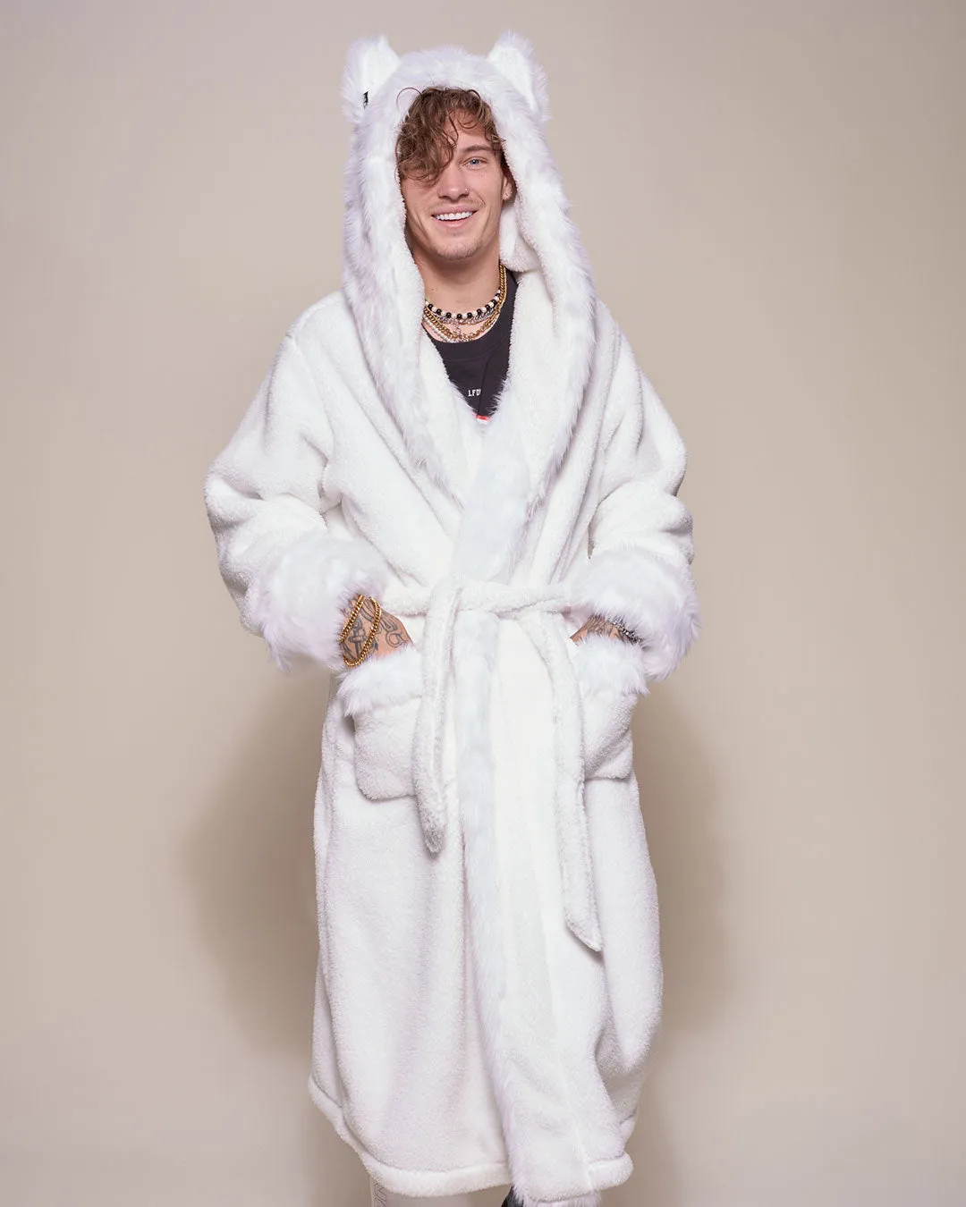 Arctic Wolf Classic Faux Fur Robe | Men's