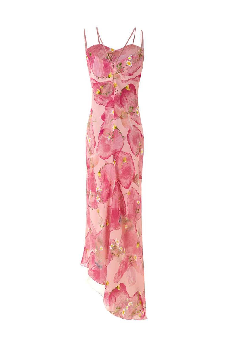 ARTEMIS DRAPED MIDI DRESS IN PINK