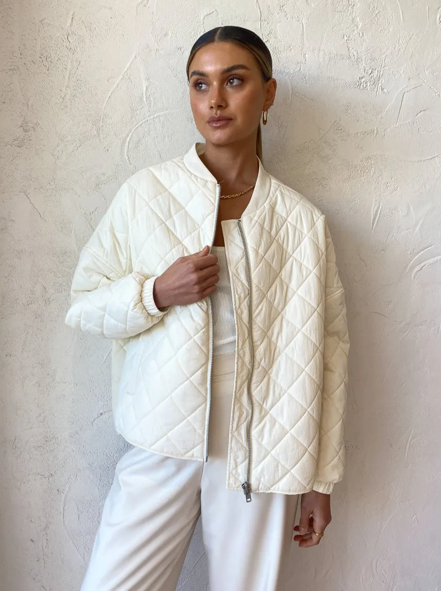 Assembly Label Willa Quilted Jacket in Antique White