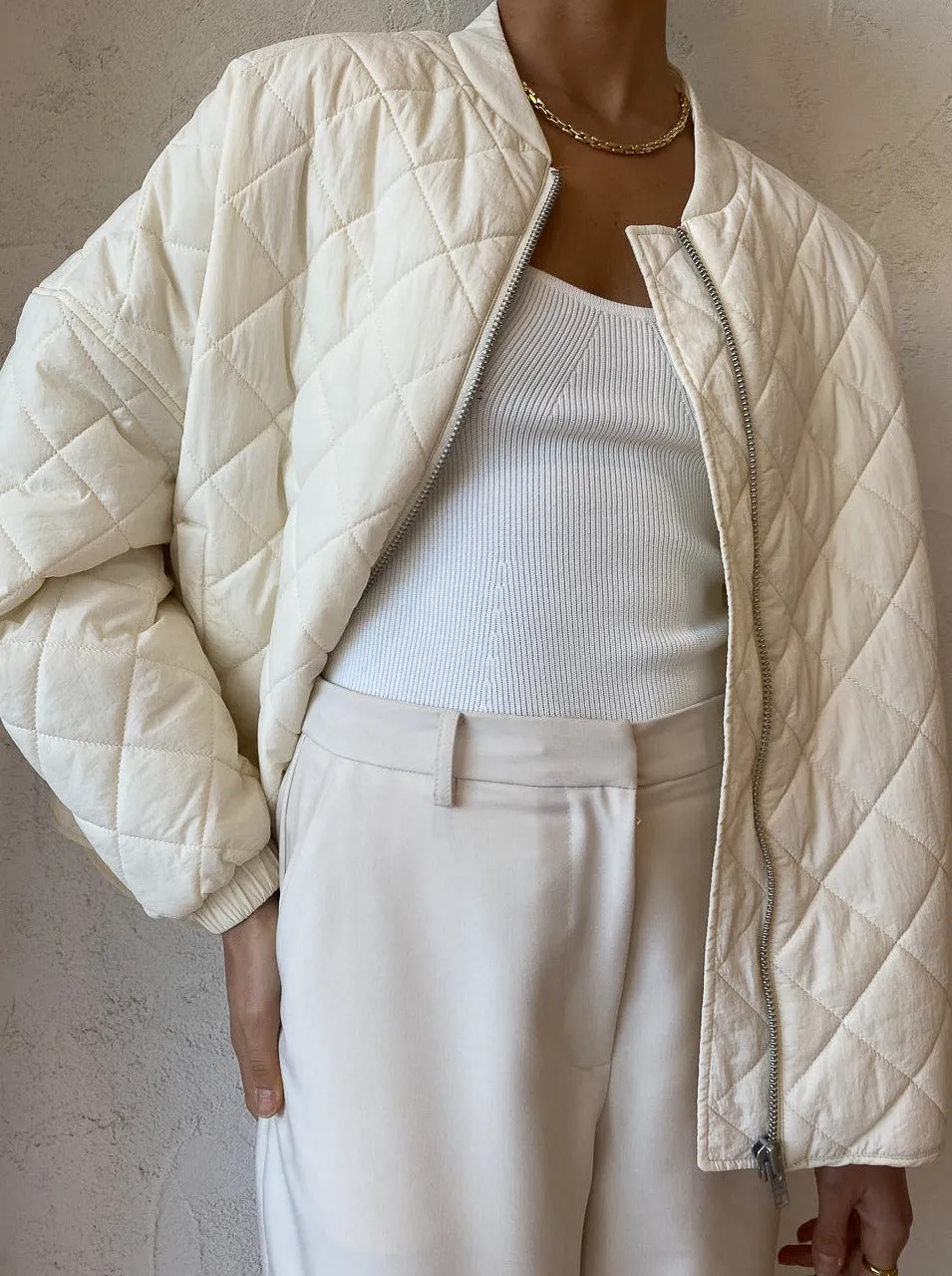 Assembly Label Willa Quilted Jacket in Antique White