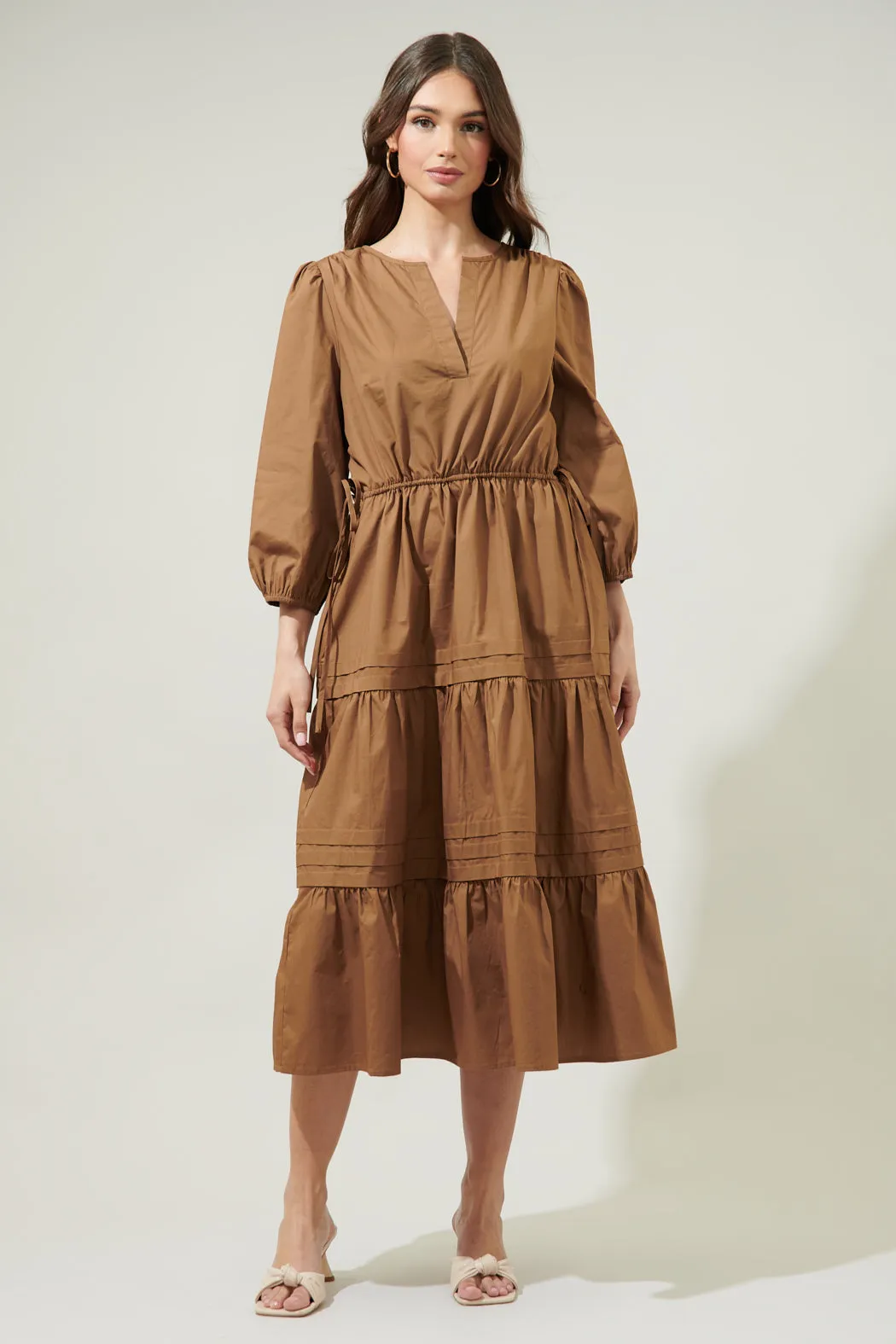 Atelier Poplin Tiered Midi Dress