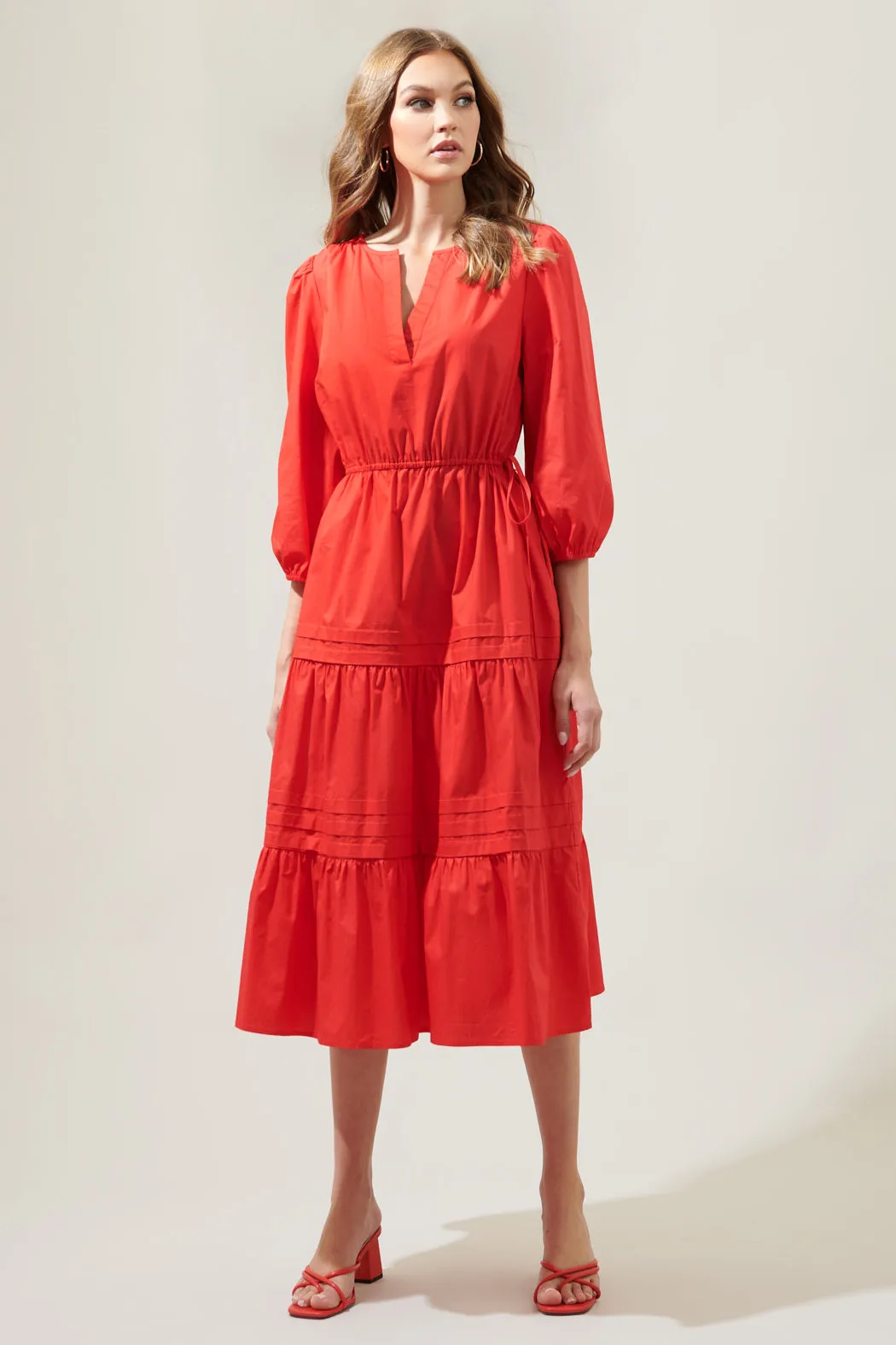 Atelier Poplin Tiered Midi Dress