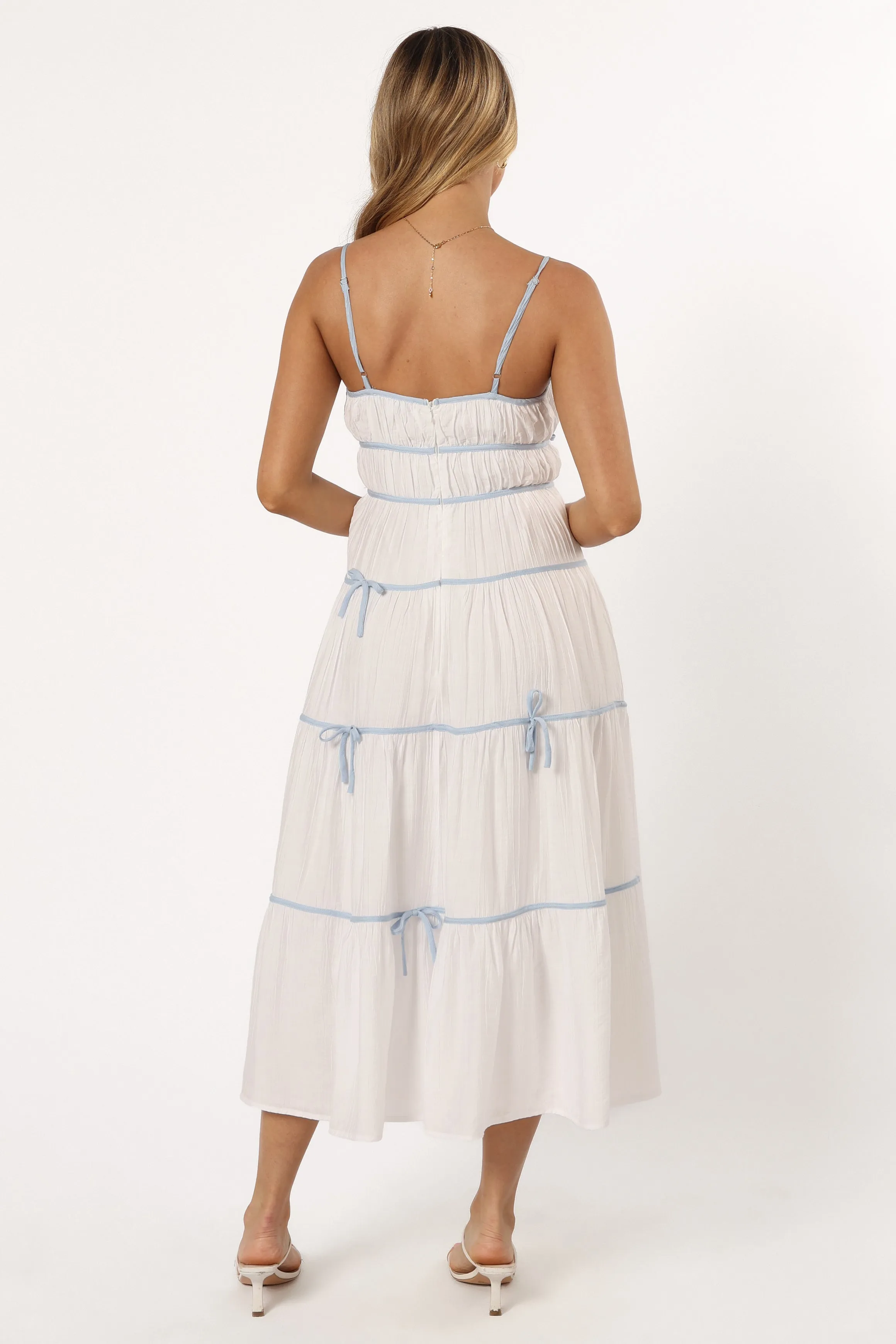 Aubree Midi Dress - White Blue