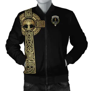 Auchinleck (Affleck) Clan Bomber Jacket with Golden Celtic Tree Of Life