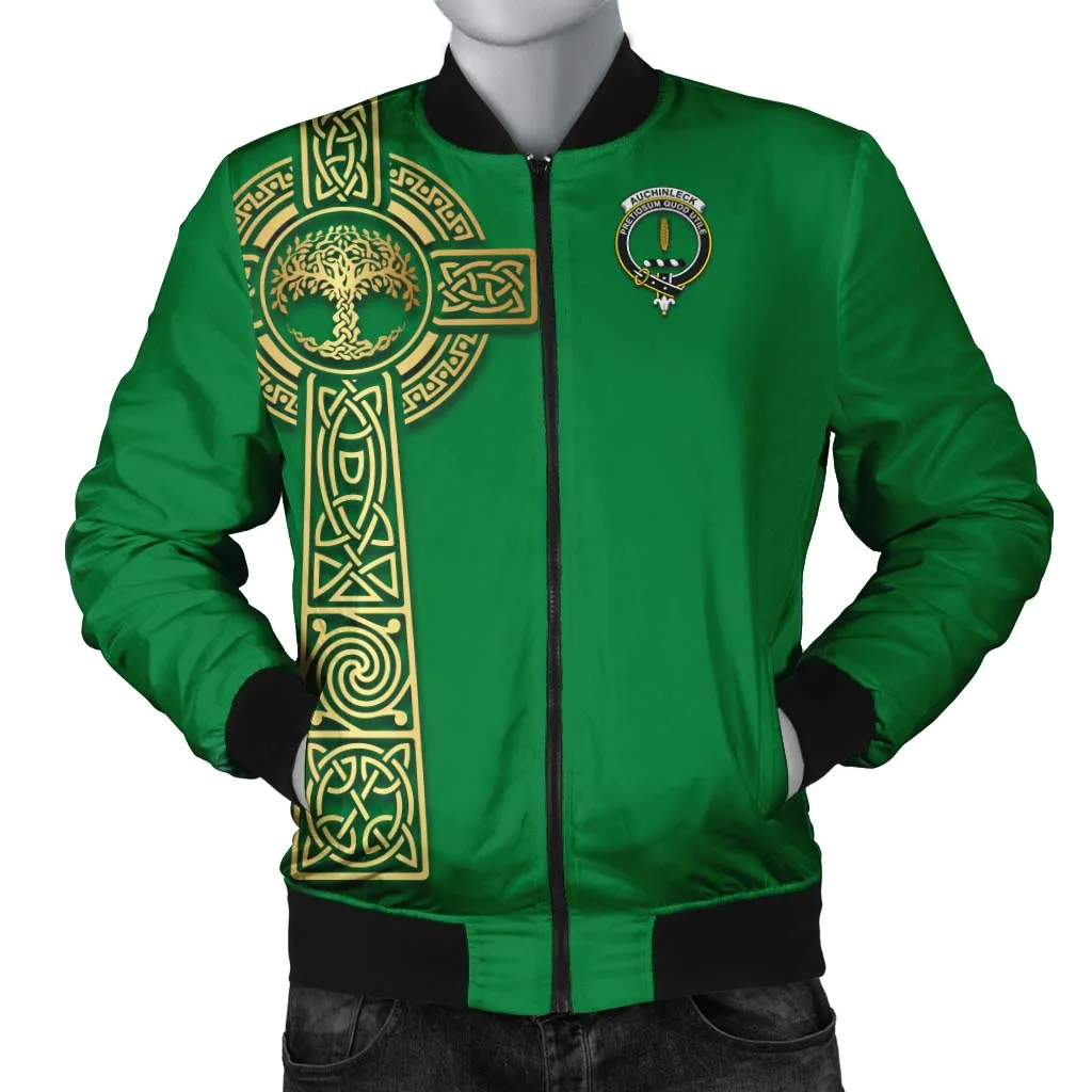 Auchinleck (Affleck) Clan Bomber Jacket with Golden Celtic Tree Of Life