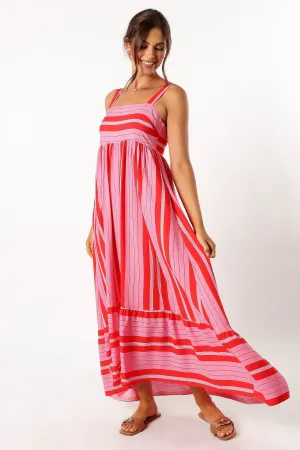 Aurelia Midi Dress - Pink Stripe