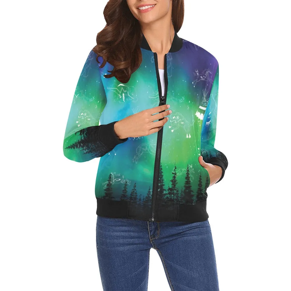 Aurora Medicine Animals Bomber Jacket for Women