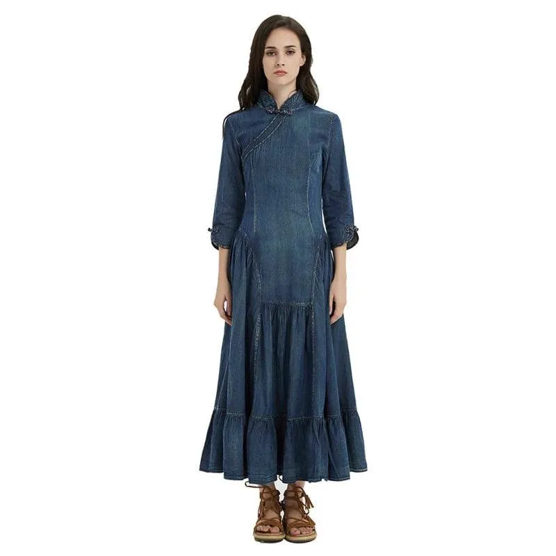 Autumn Vintage Denim Women Dress