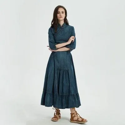 Autumn Vintage Denim Women Dress