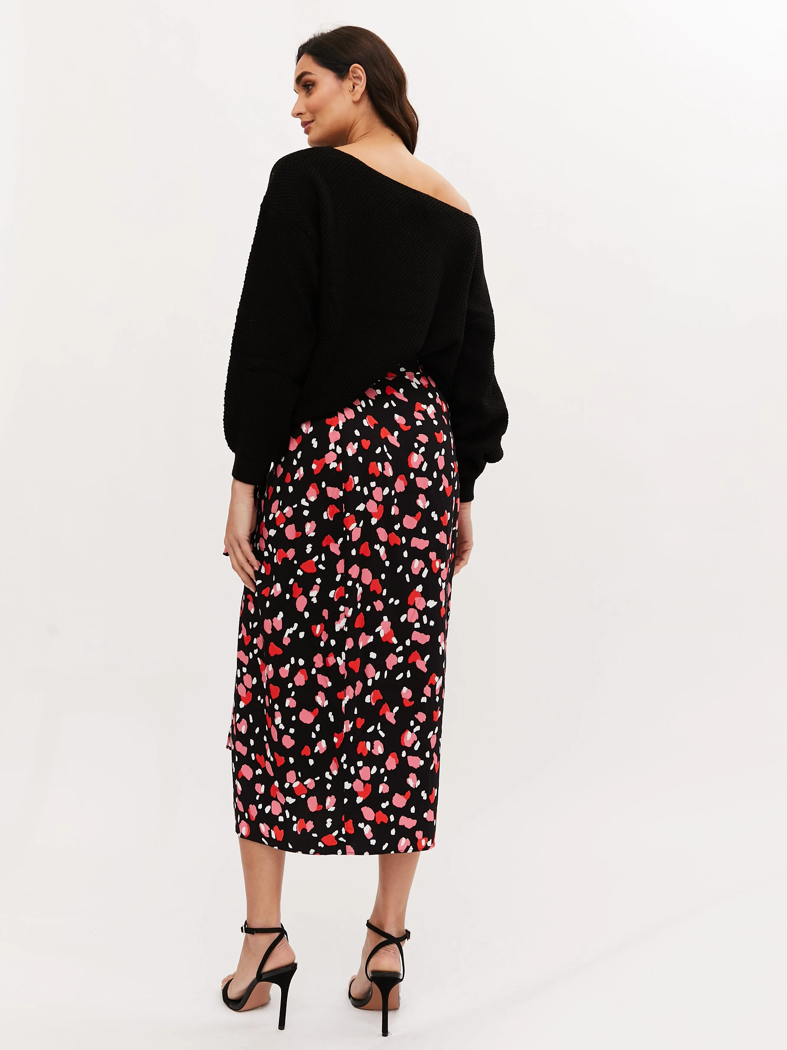 Beau Wrap Midi Skirt / Abstract Heart