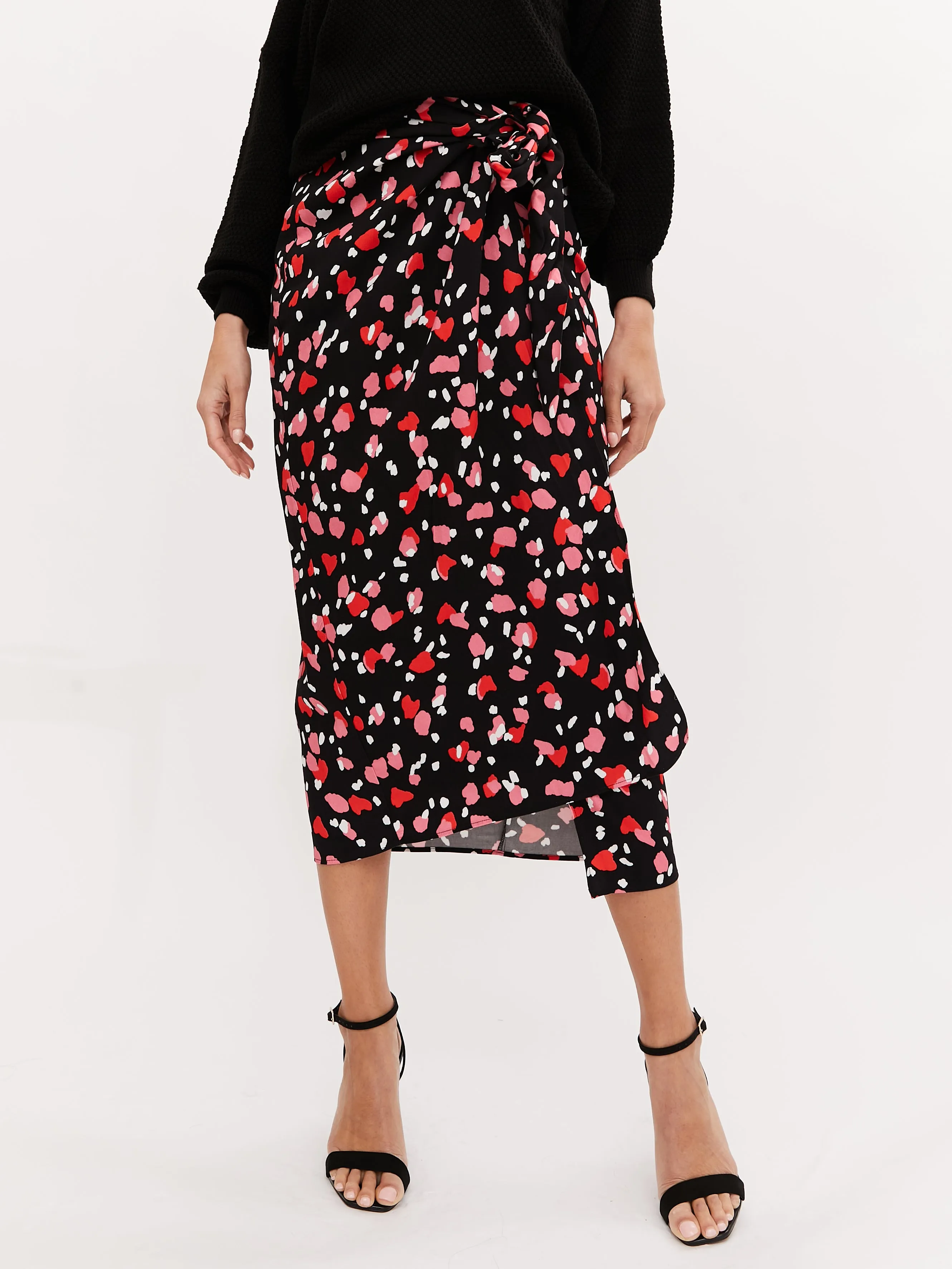 Beau Wrap Midi Skirt / Abstract Heart