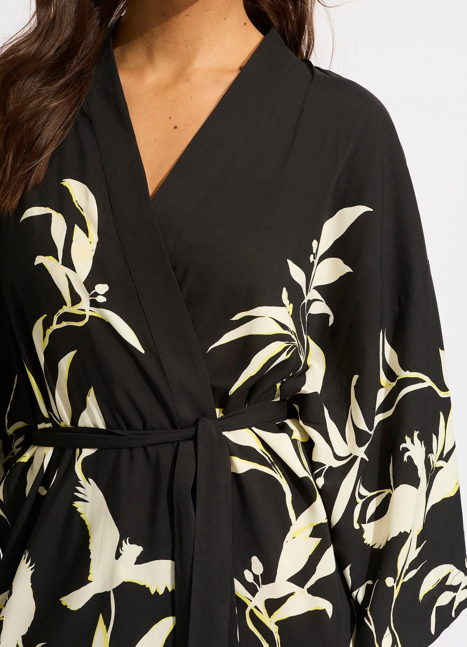 Birds Of Paradise Kimono - Black