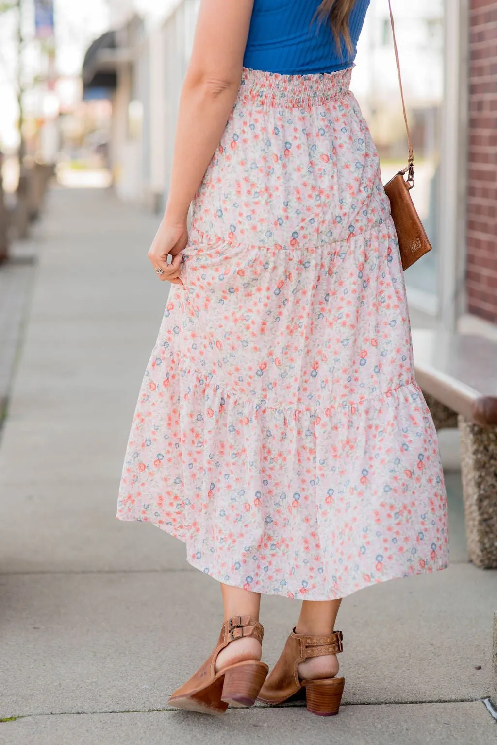 Blossoms Tiered Midi Skirt