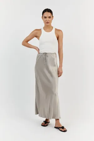 BOBBY PEWTER SATIN BIAS CUT SKIRT