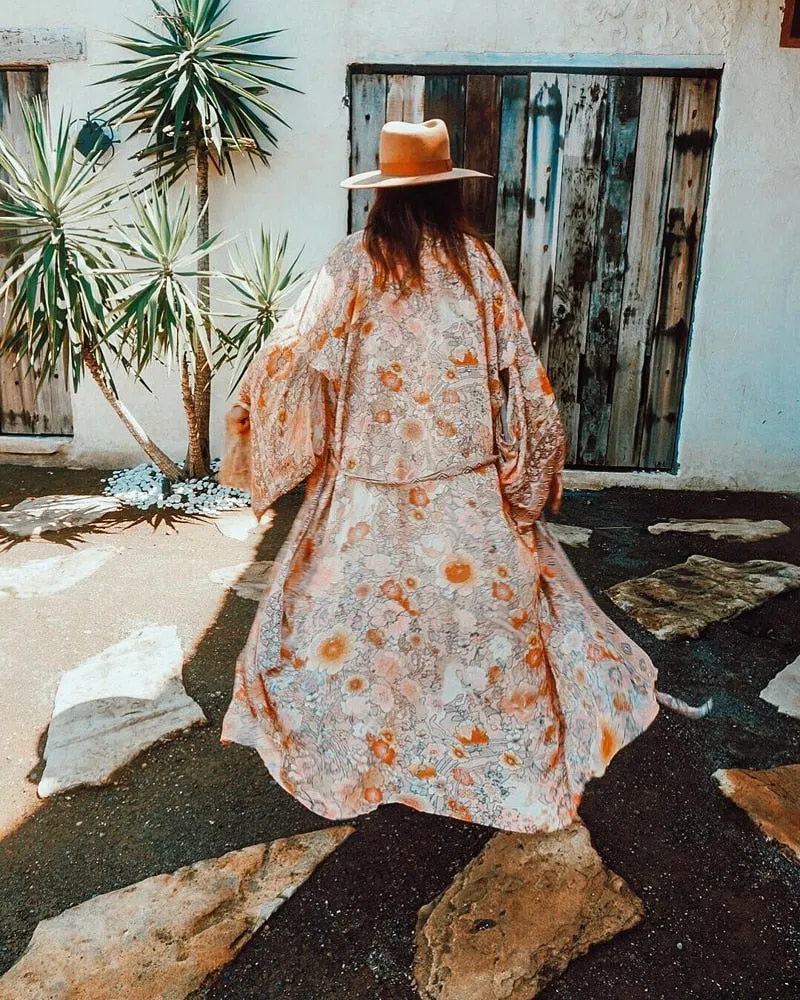 Boho Print Long Kimono Cardigan