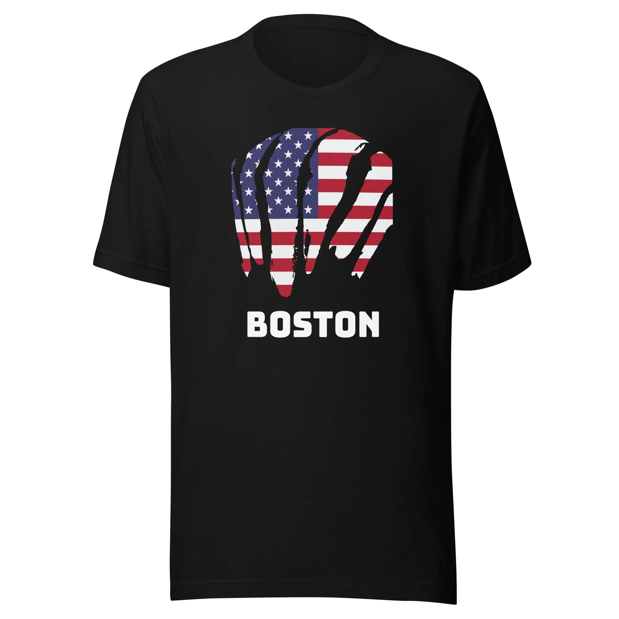 Boston Patriotic T-Shirt - American Flag Rainbow Swash | Dorchester Gas Tanks