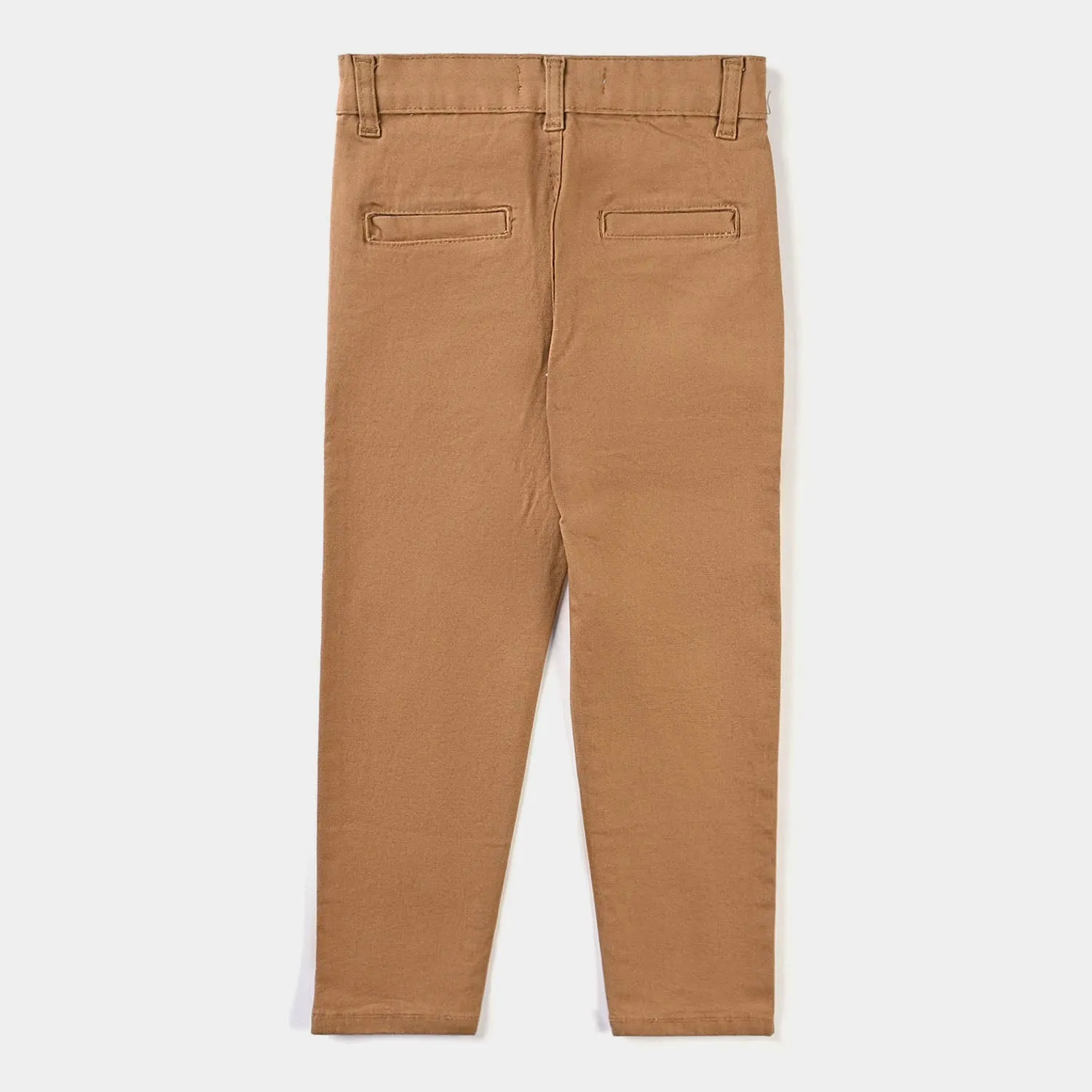 Boys Cotton Pant Solid-BROWN