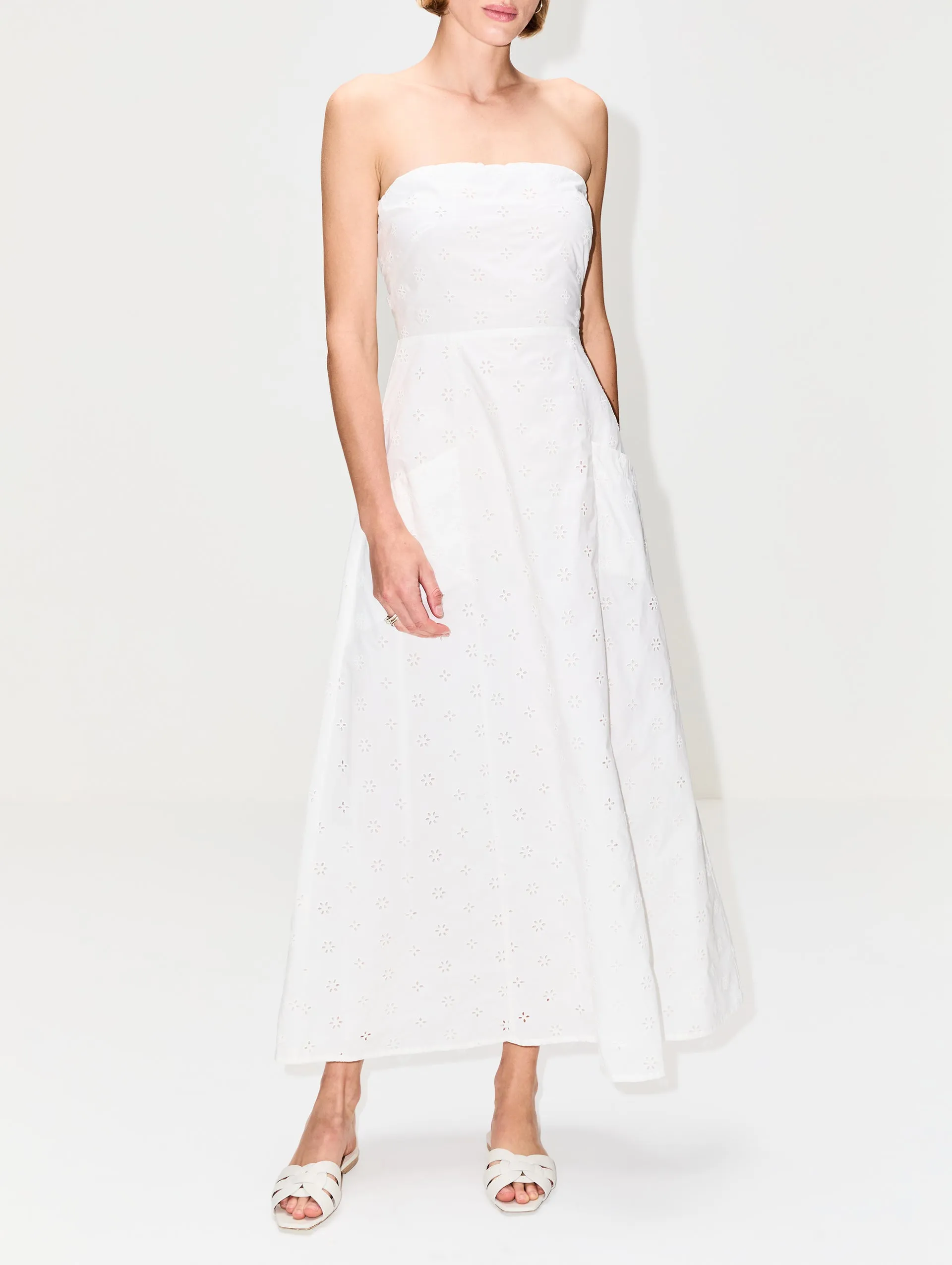 Broderie Strapless Dress