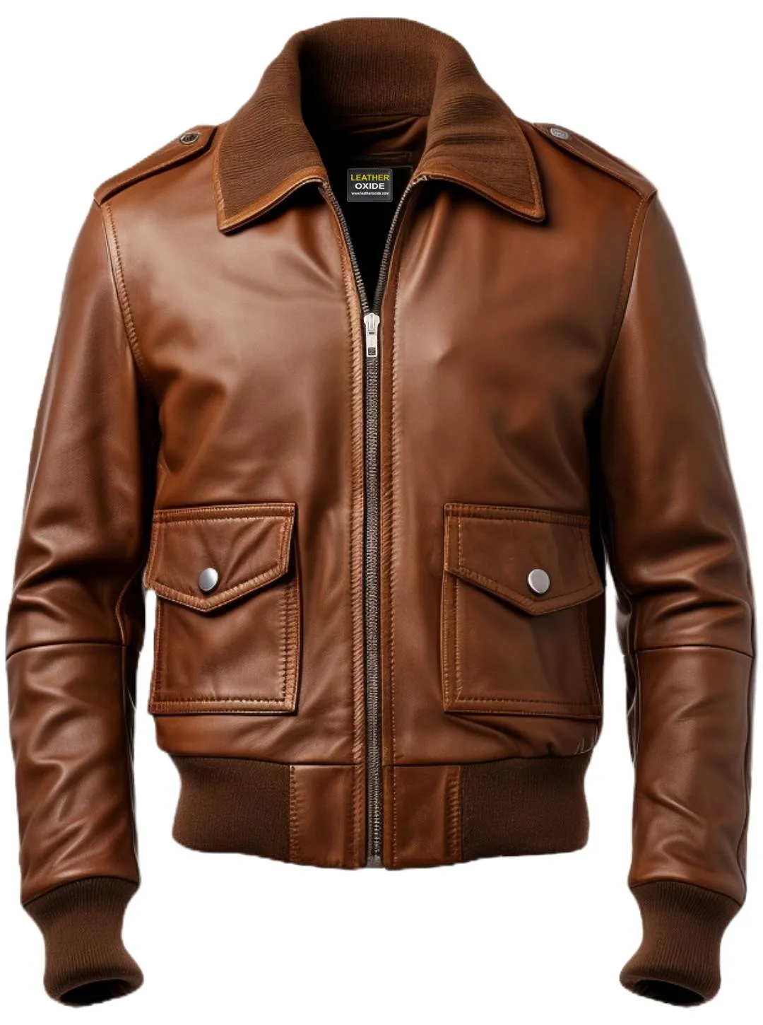 Brown Bomber Aviator Leather Jacket