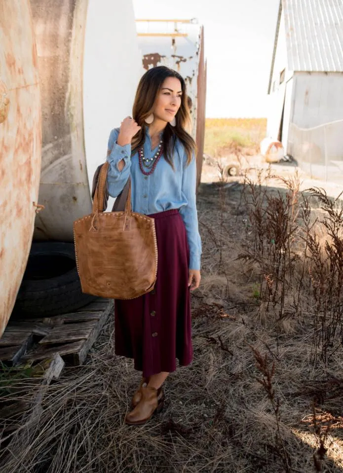 Button Down Midi Skirt