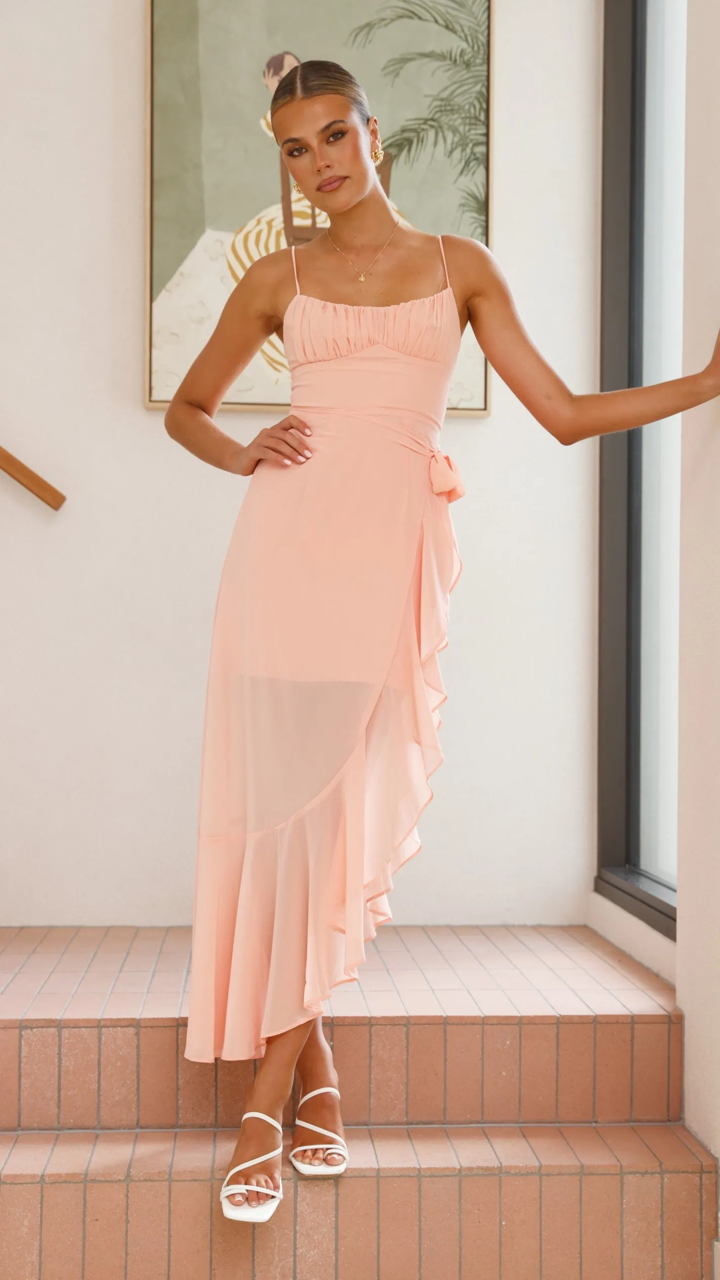 Caliste Midi Dress - Peach