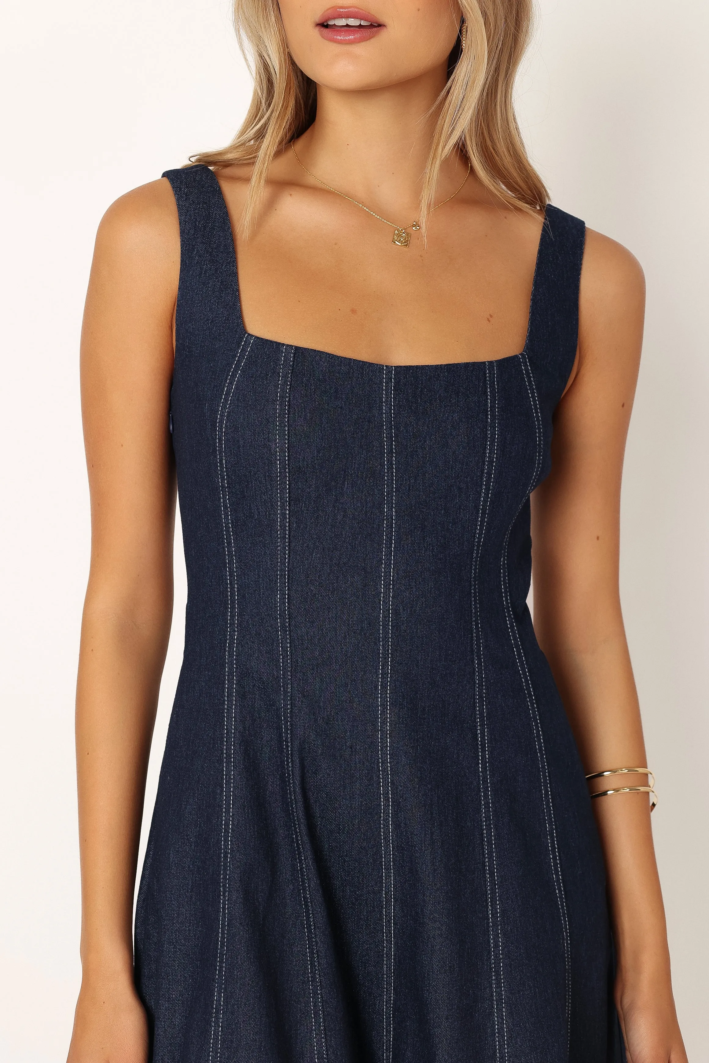 Callum Midi Dress - Dark Denim