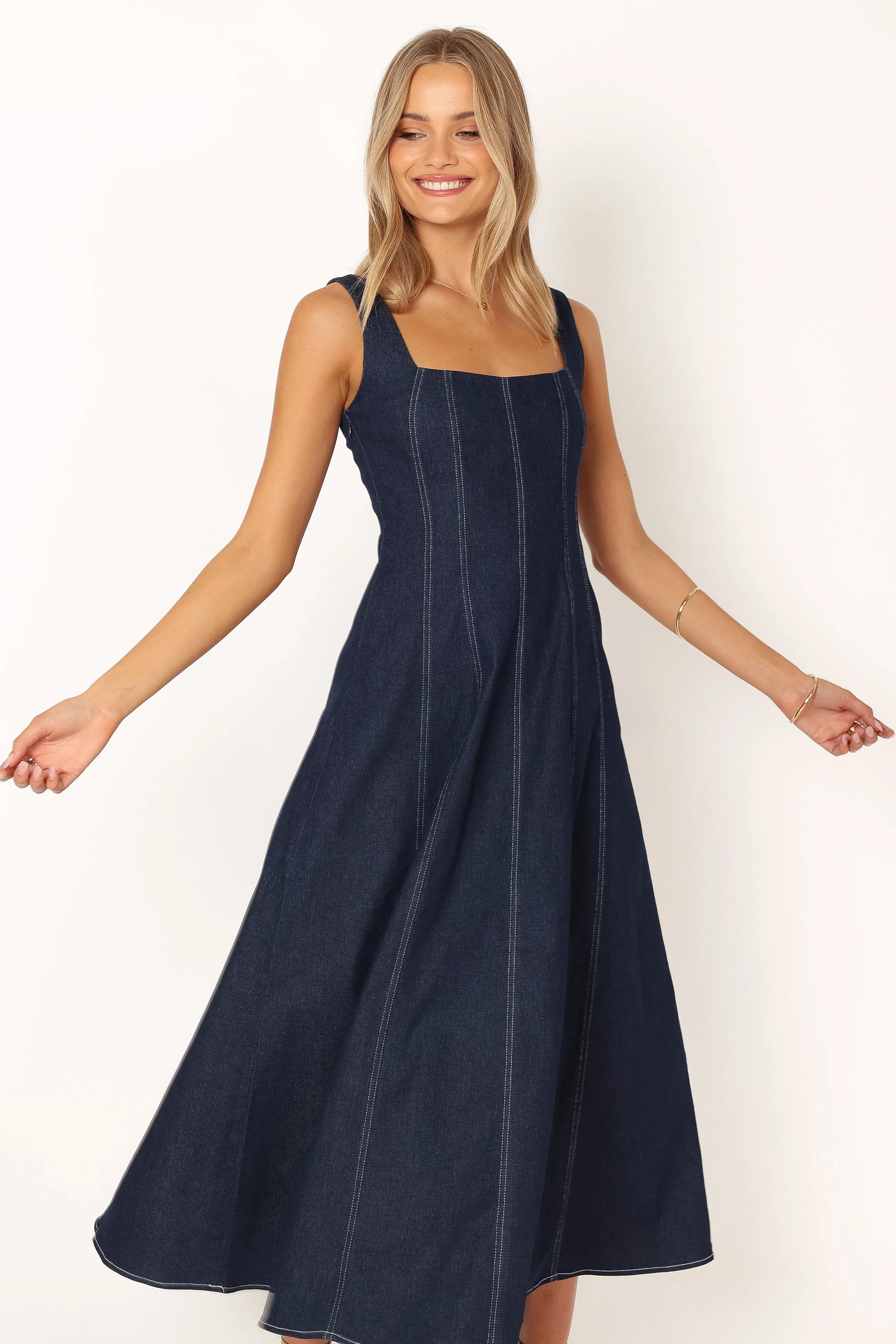 Callum Midi Dress - Dark Denim