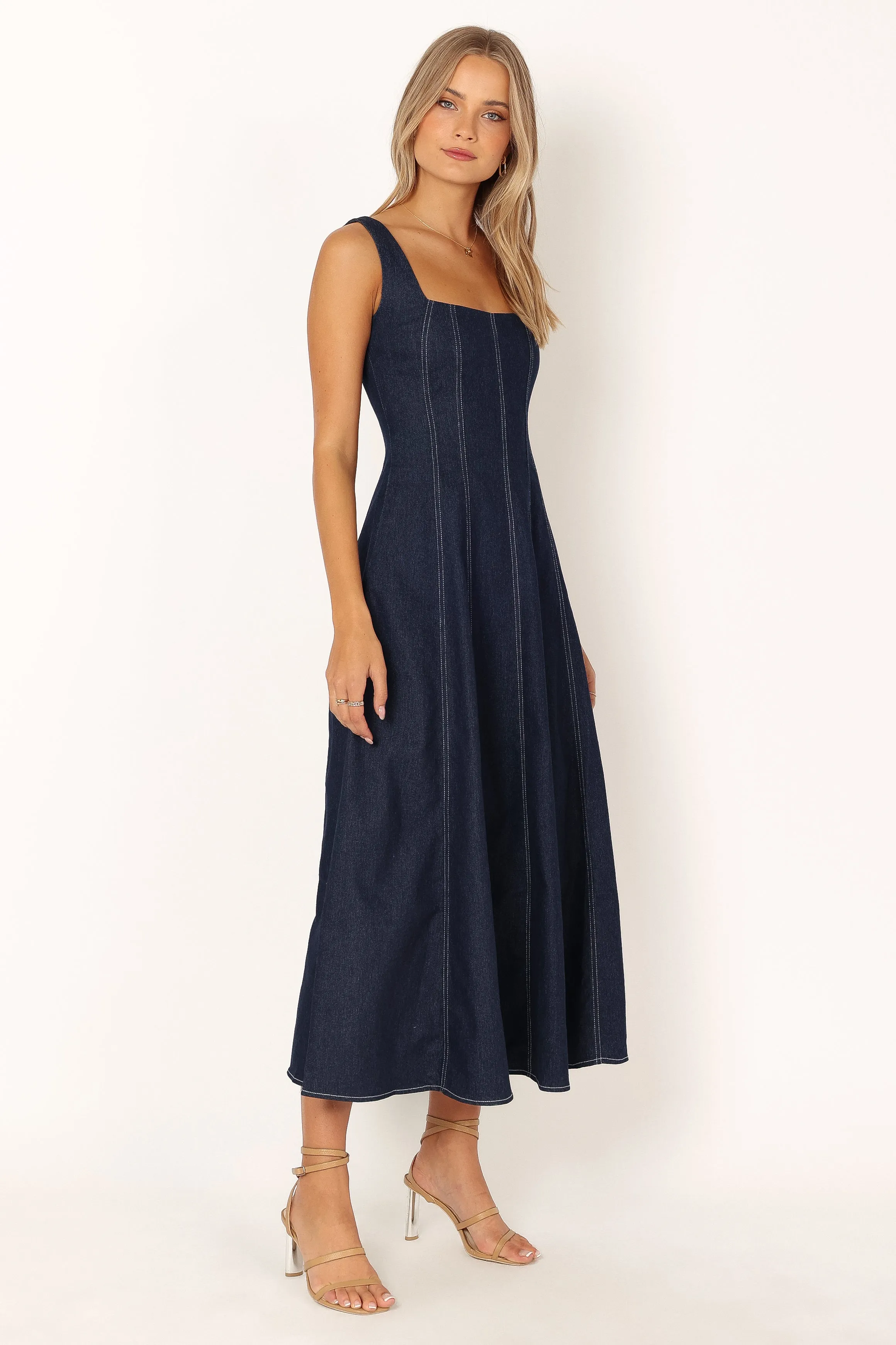 Callum Midi Dress - Dark Denim