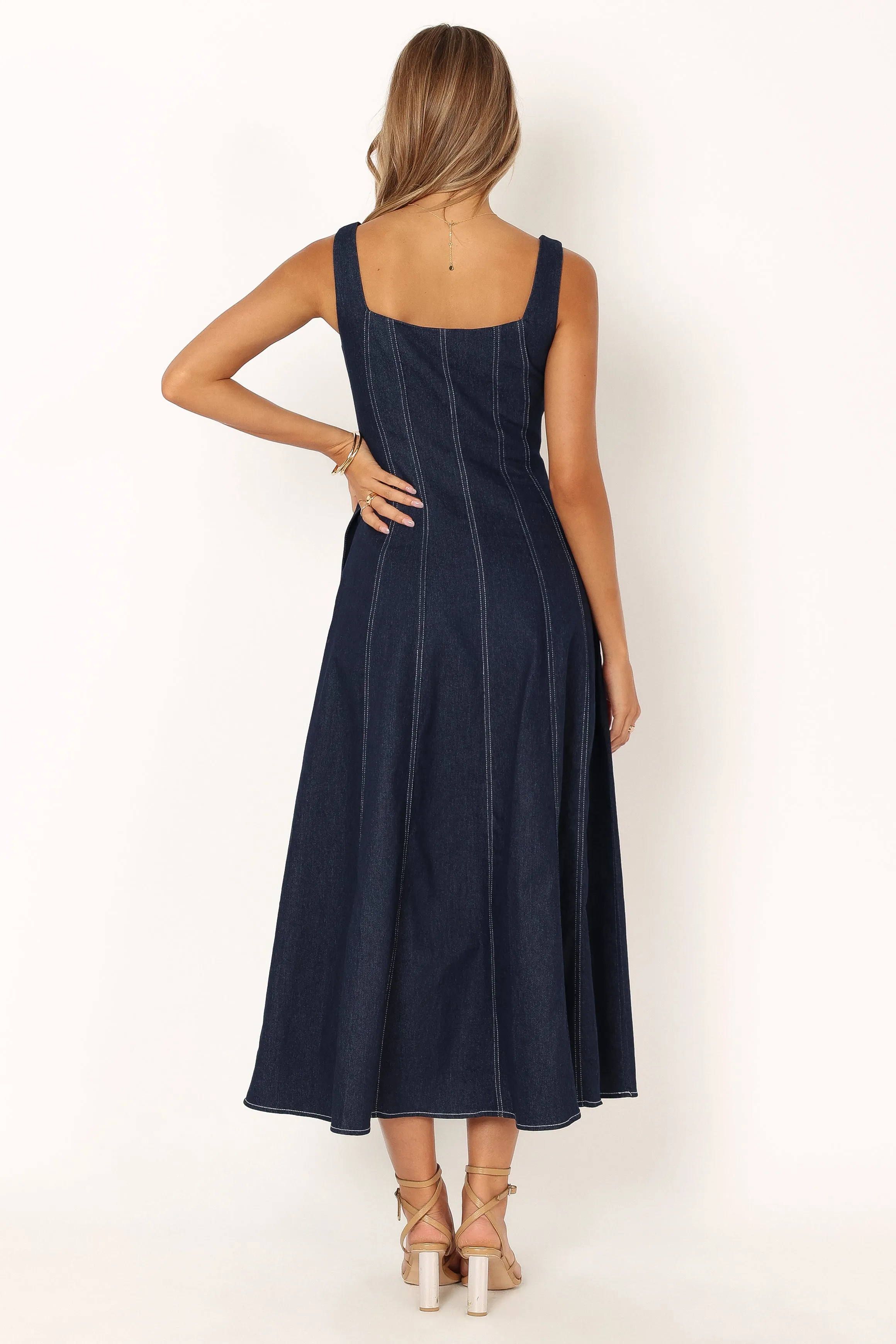 Callum Midi Dress - Dark Denim