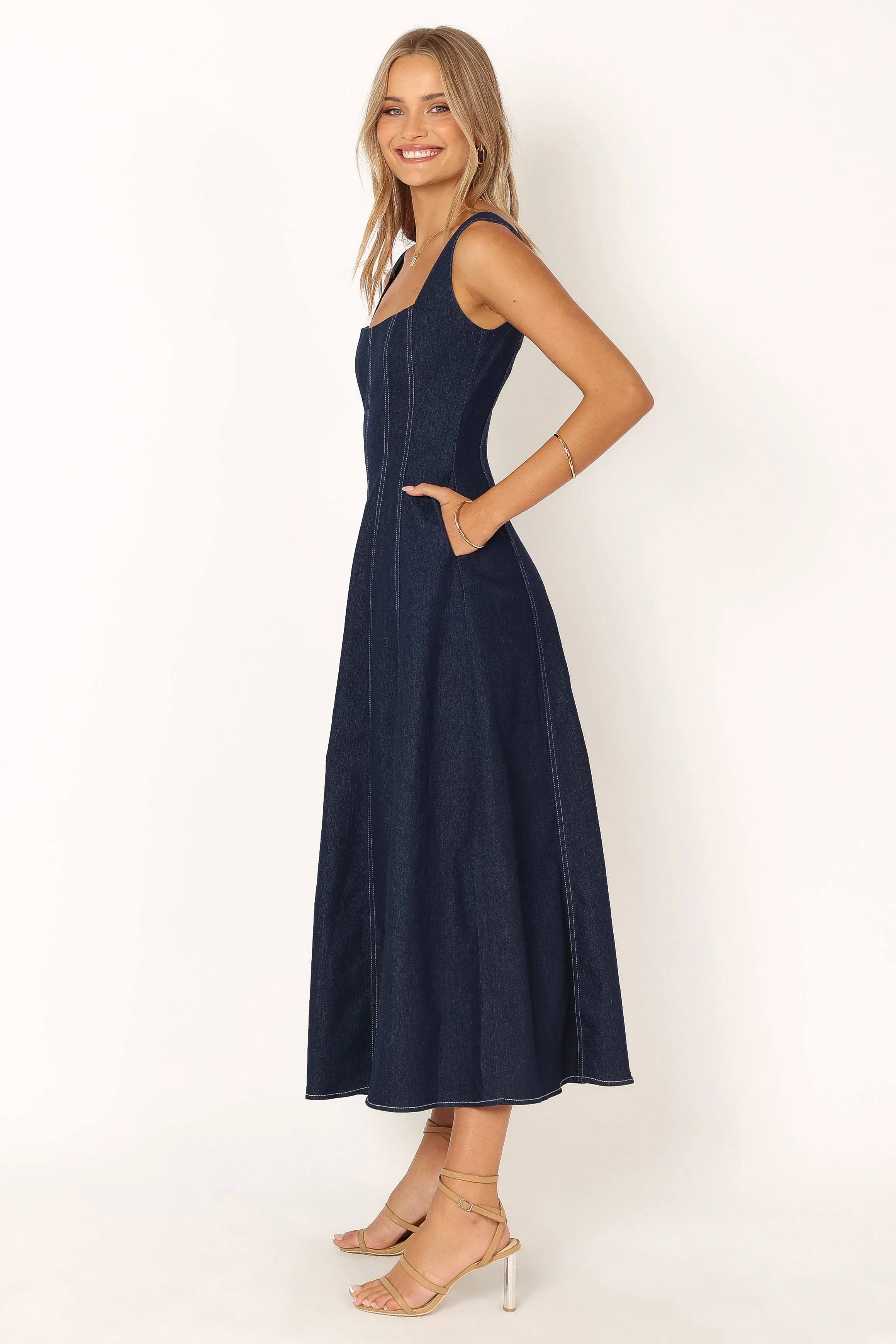 Callum Midi Dress - Dark Denim