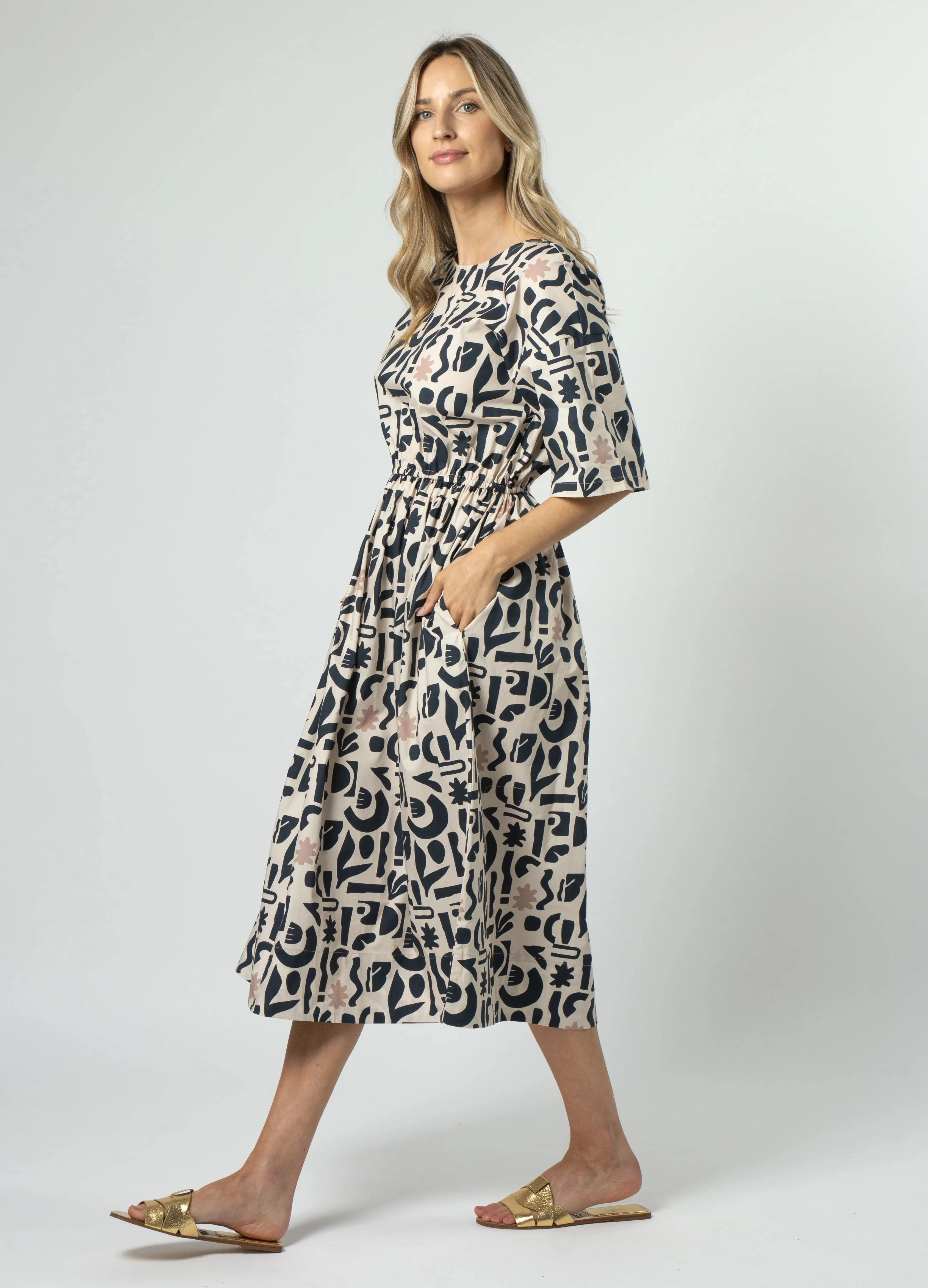 Carrie Dress - Navy Geo