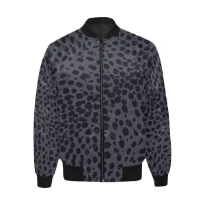 Cheetah Print Charcoal Quilted Bomber Jacket