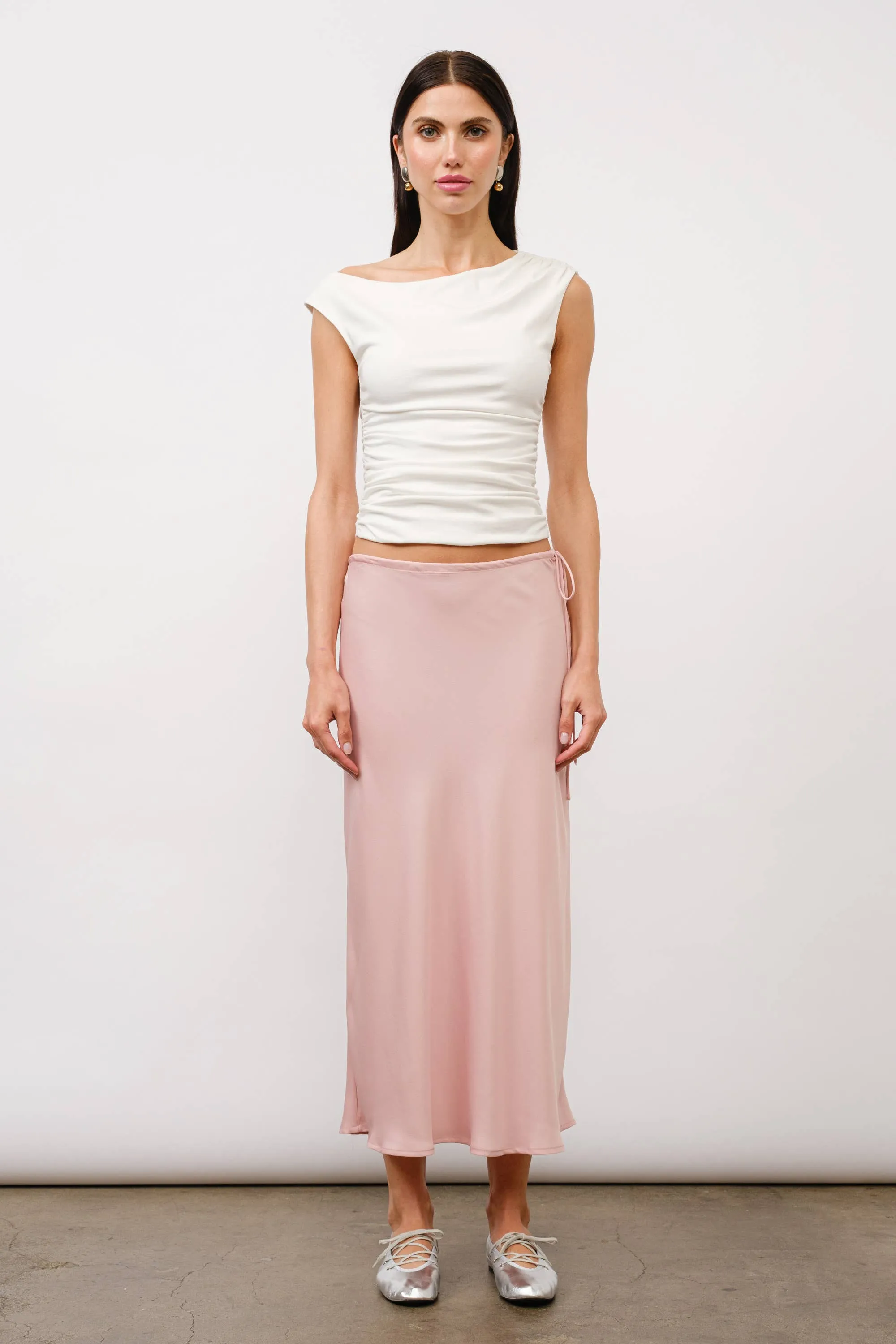 Christy Bias Midi Skirt - Pink Quartz