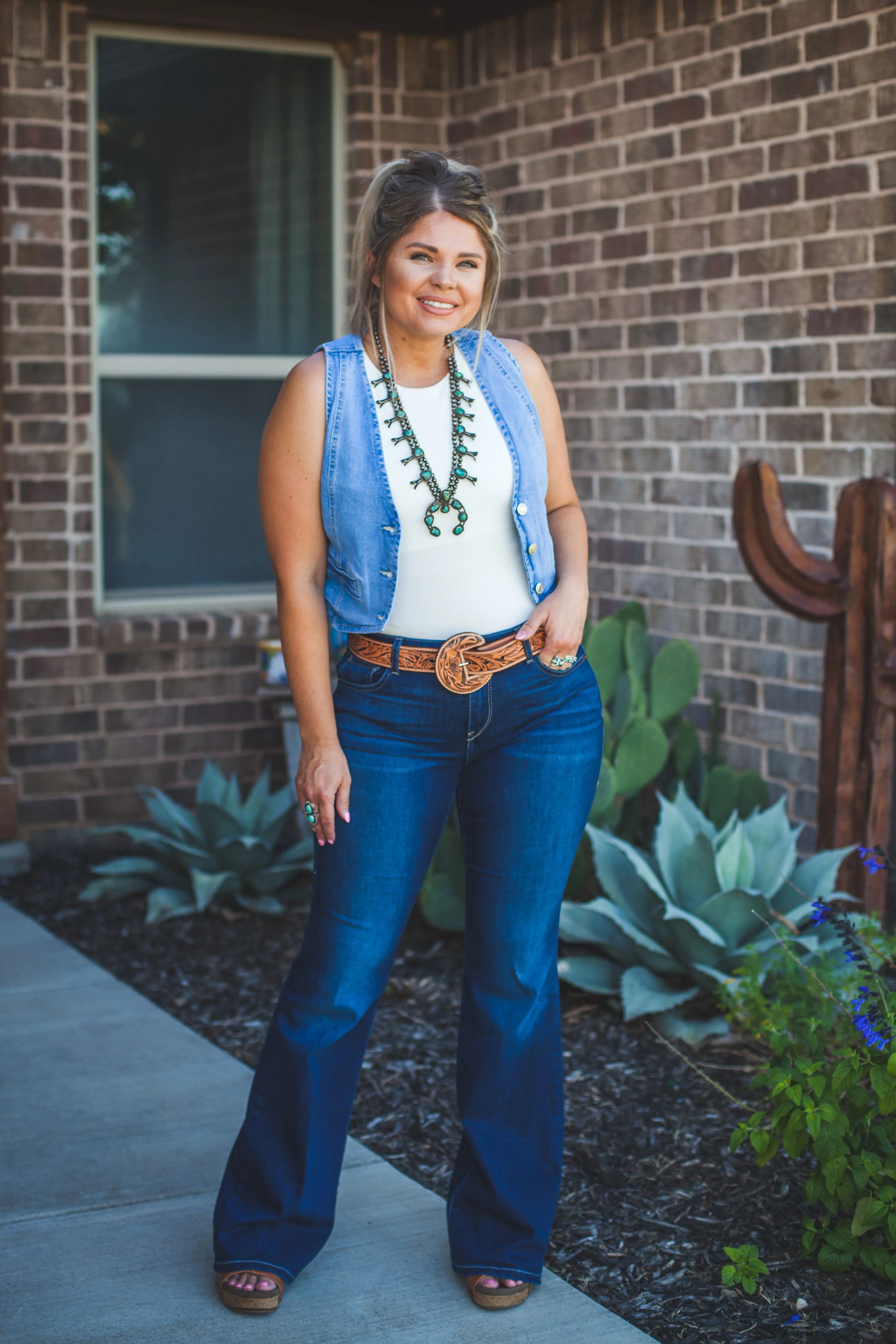 Cropped Denim Vest