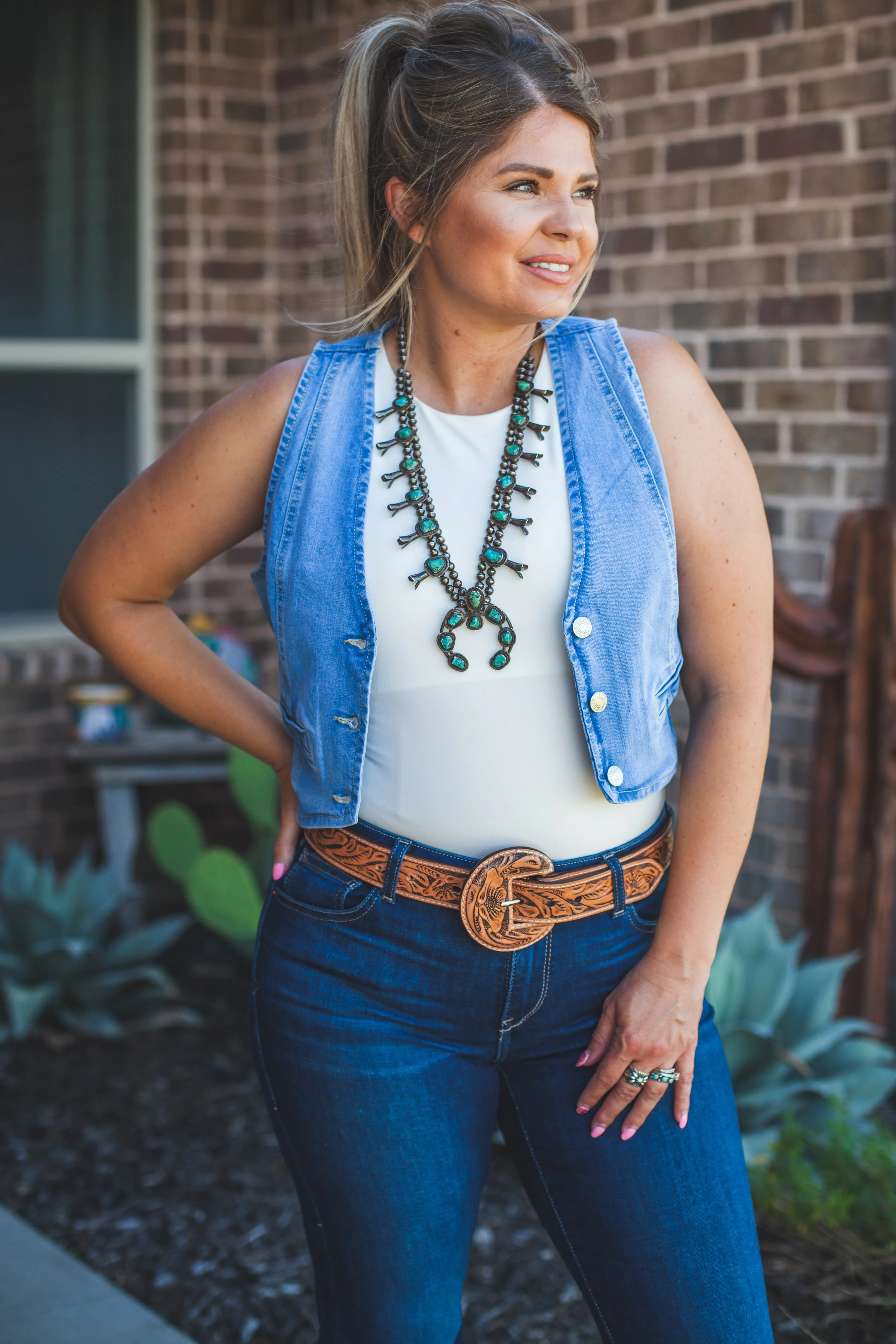 Cropped Denim Vest