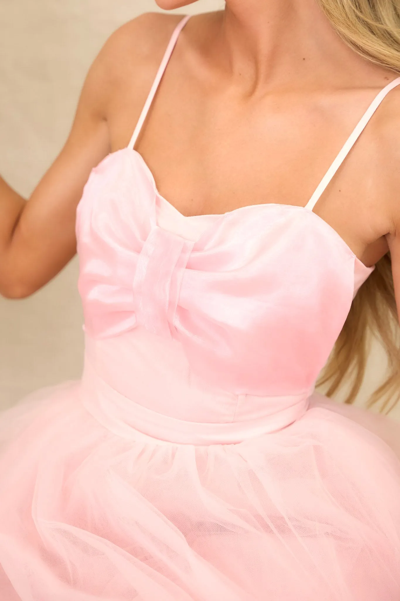 Dance On Air Light Pink Tulle Midi Dress