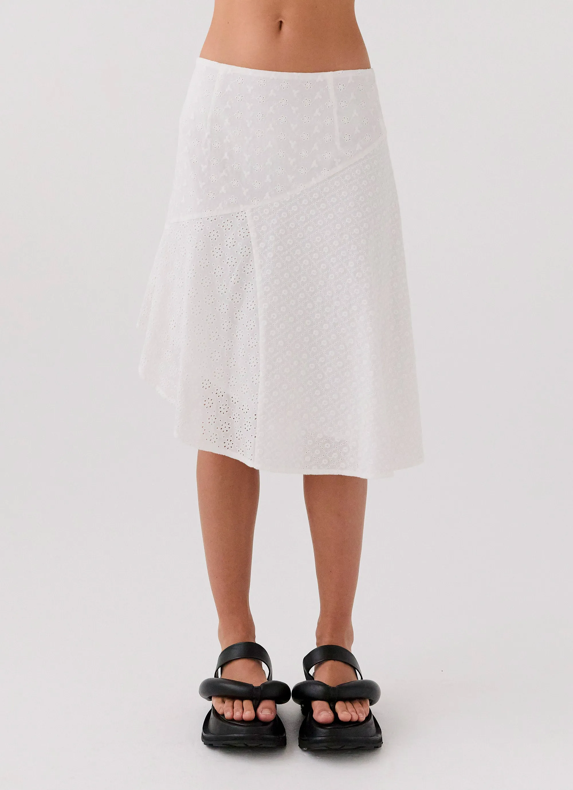 Dewdrop Petal Midi Skirt - Lily White