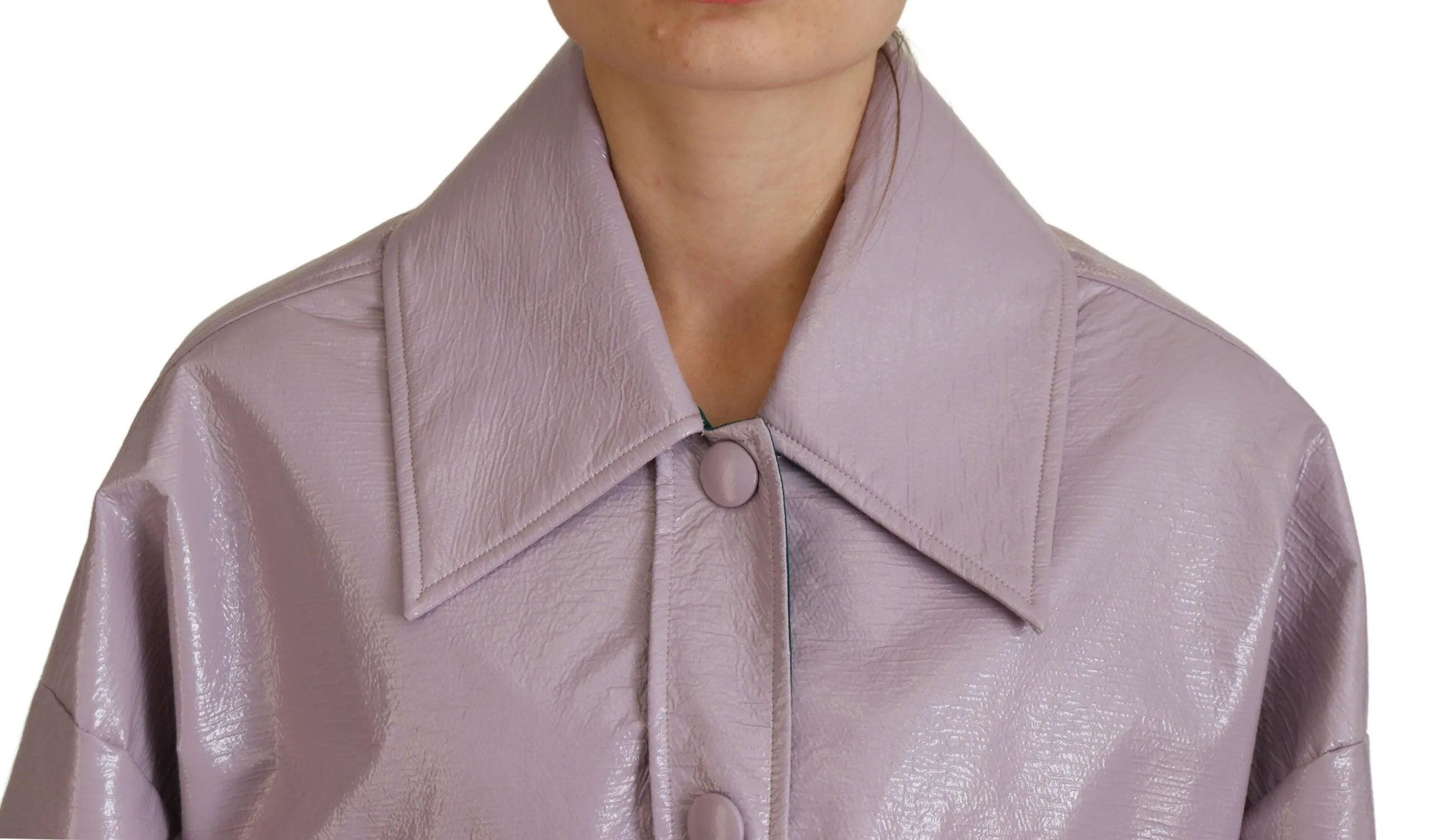 Dolce & Gabbana Purple Cotton Button Down Cropped Jacket