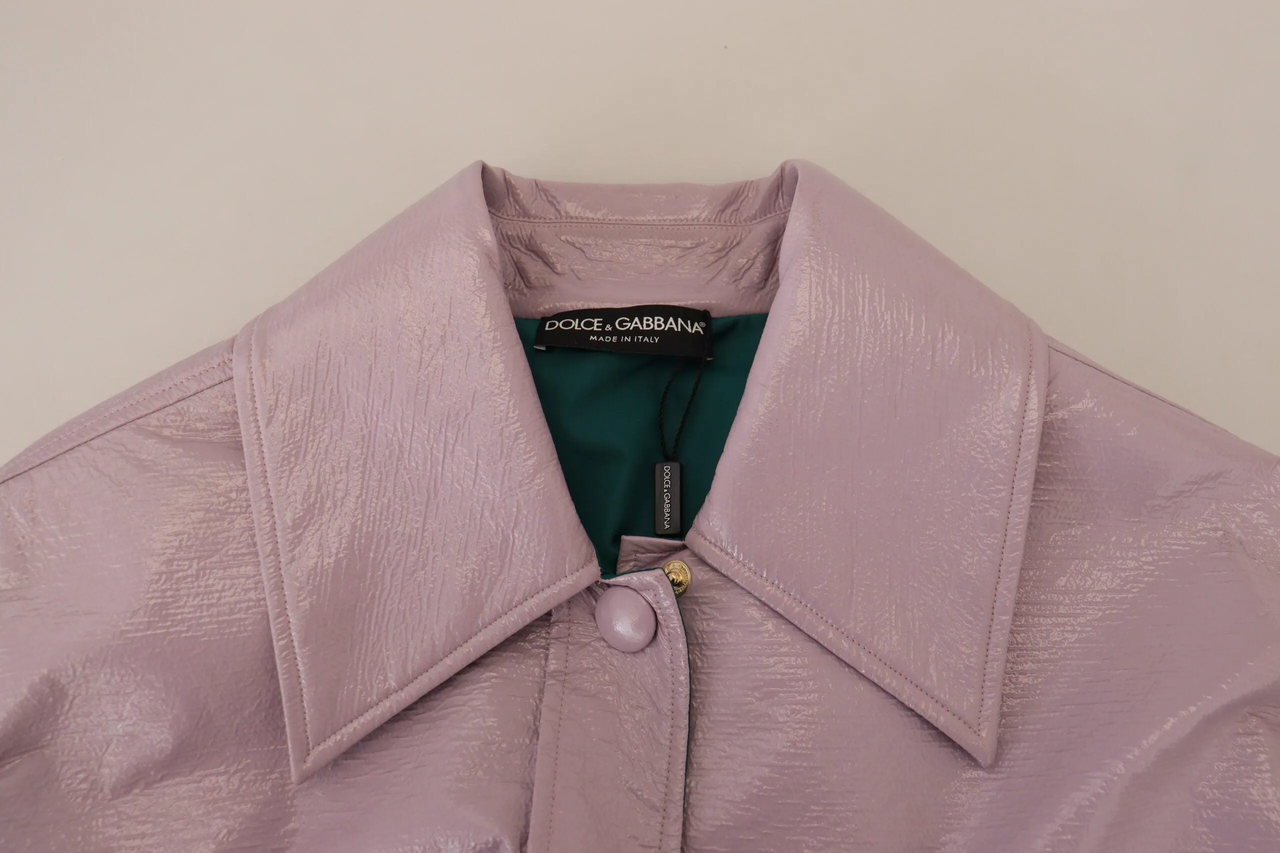 Dolce & Gabbana Purple Cotton Button Down Cropped Jacket