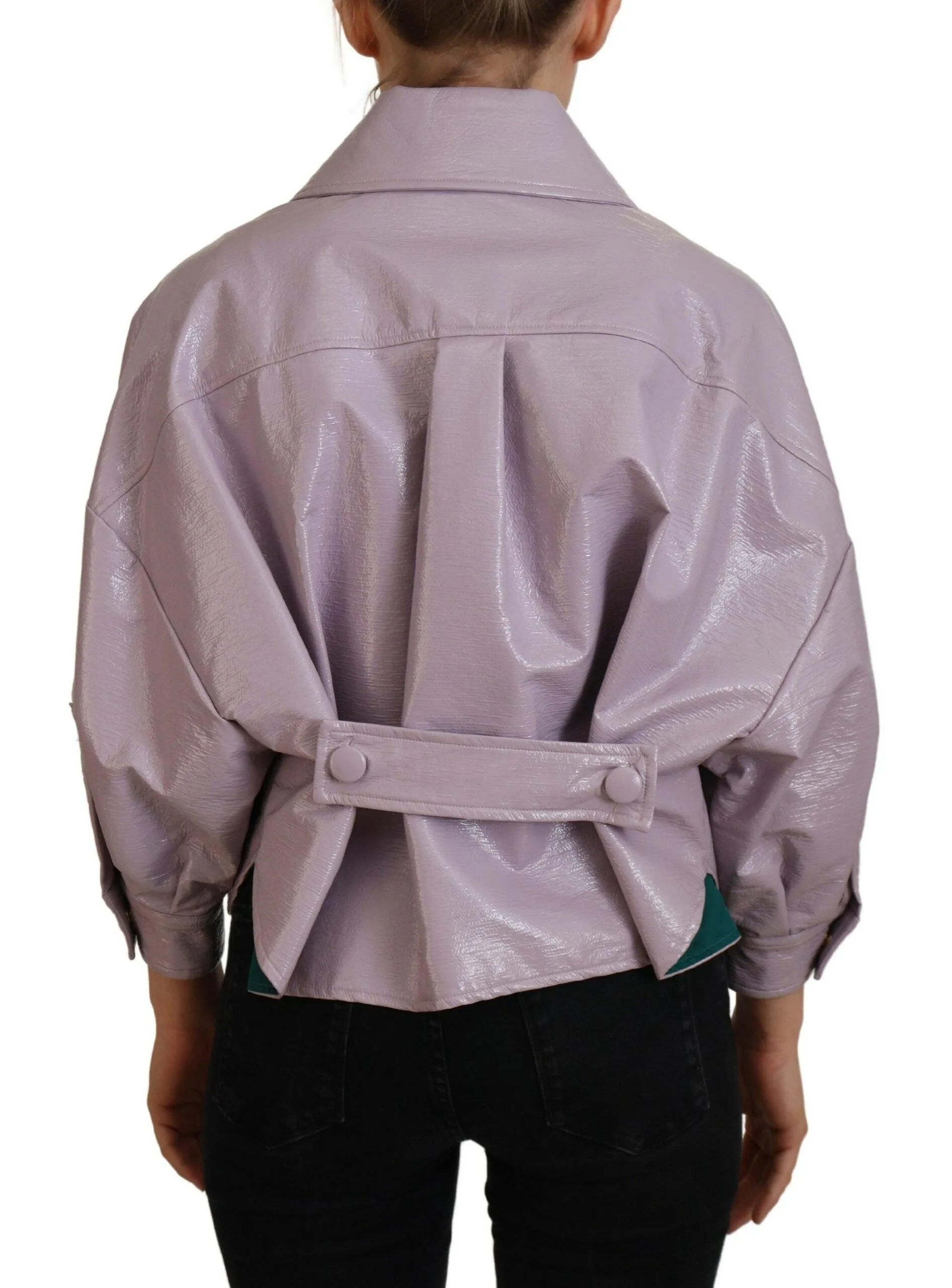 Dolce & Gabbana Purple Cotton Button Down Cropped Jacket